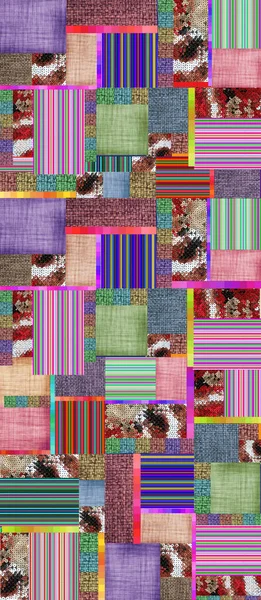 色彩艳丽的几何丝巾设计 用纸和织物质地制成 — 图库照片