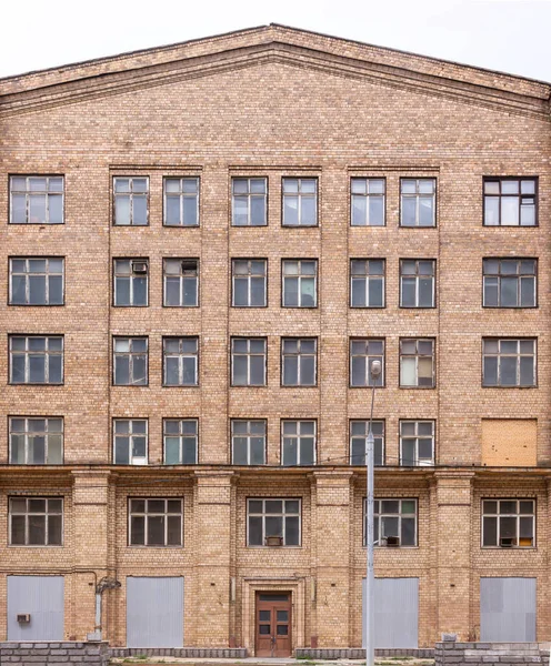 Architecture Vintage Façade Classique Ancien Immeuble Bureaux Brique Vue Face — Photo