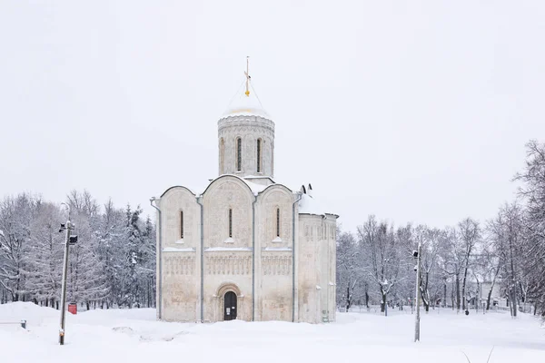 Vladimir Russie Janvier 2022 Cathédraledémétrius Thessalonique Par Temps Nuageux Hiver — Photo