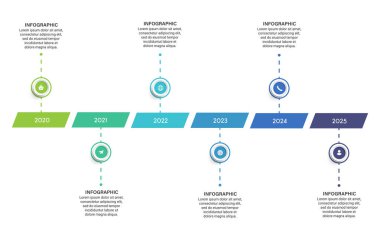 İş verilerini görselleştirme zaman çizgisi bilgi şablonu tasarımını simgelerle birlikte düzenler