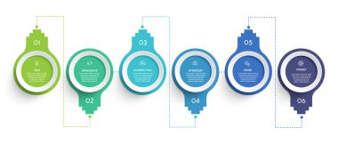 İş verilerini görselleştirme zaman çizgisi bilgi şablonu tasarımını simgelerle birlikte düzenler