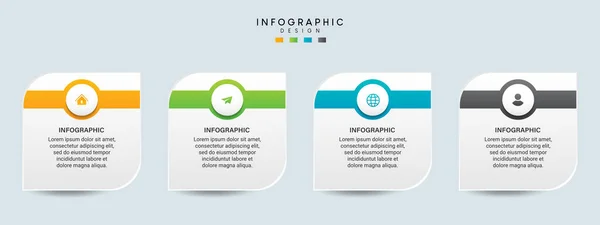 Etapas Visualização Dados Negócios Linha Tempo Processo Infográfico Modelo Design — Vetor de Stock