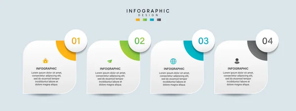 Schritte Unternehmensdaten Visualisierung Timeline Prozess Infografische Vorlage Design Mit Symbolen — Stockvektor