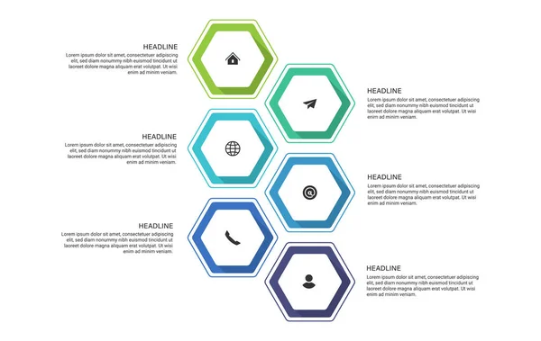 Stappen Business Data Visualisatie Tijdlijn Proces Infographic Template Ontwerp Met — Stockvector