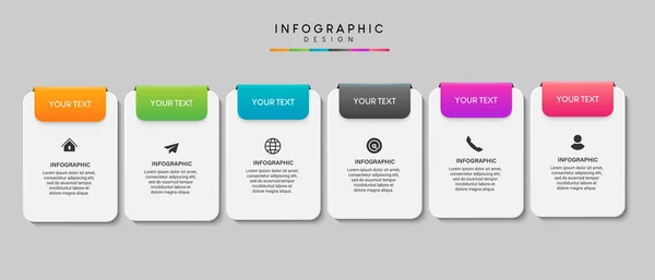 Schritte Unternehmensdaten Visualisierung Timeline Prozess Infografische Vorlage Design Mit Symbolen — Stockvektor