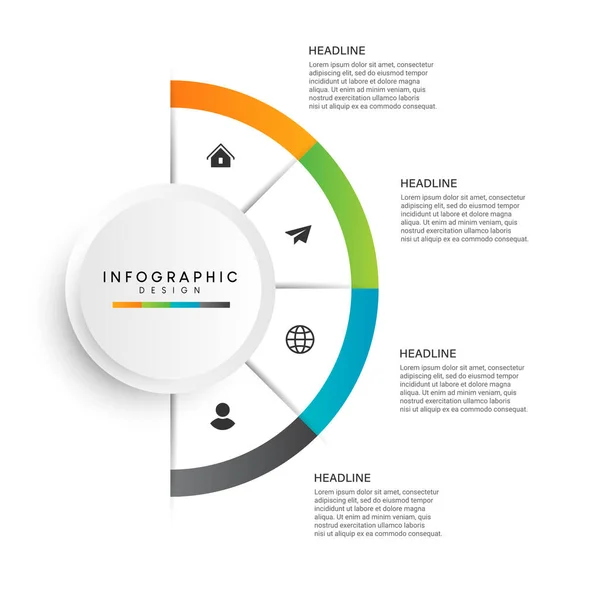 Etapas Visualização Dados Negócios Linha Tempo Processo Infográfico Modelo Design — Vetor de Stock