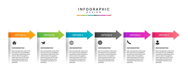 Schritte Unternehmensdaten Visualisierung Timeline Prozess Infografische Vorlage Design Mit Symbolen — Stockvektor