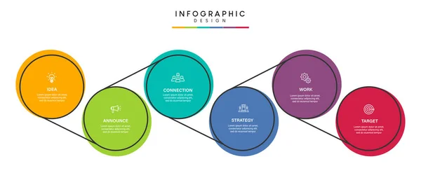 Schritte Unternehmensdaten Visualisierung Timeline Prozess Infografische Vorlage Design Mit Symbolen — Stockvektor