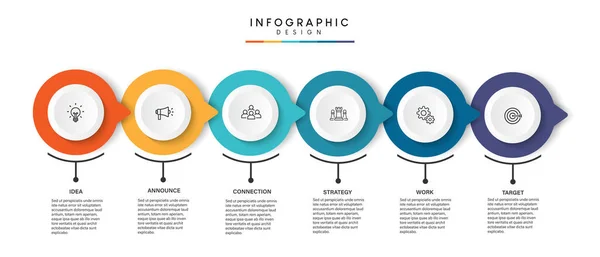 Schritte Unternehmensdaten Visualisierung Timeline Prozess Infografische Vorlage Design Mit Symbolen — Stockvektor