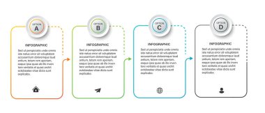 İş verilerini görselleştirme zaman çizgisi bilgi şablonu tasarımını simgelerle birlikte düzenler