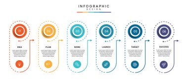 İş verilerini görselleştirme zaman çizgisi bilgi şablonu tasarımını simgelerle birlikte düzenler