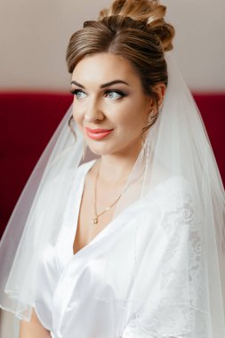  Peçeli bir gelinin yakın plan portresi. Yüksek kalite fotoğraf