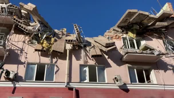 Chernihiv Ukrajina2022 Důsledky Bombardování Civilní Infrastruktury Hotelu Ukrajina Černíkově Ruskou — Stock video