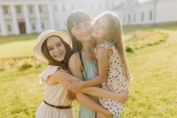 Children Bring Sun All Our Days Mother Two Daughters Nature — Stock Photo, Image