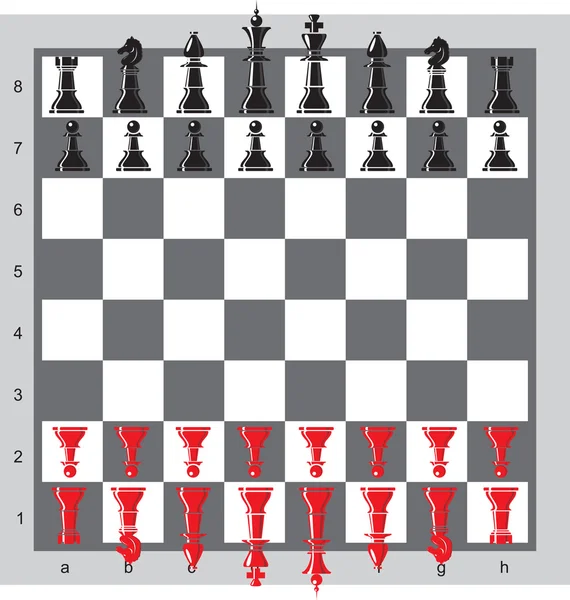 Piezas de ajedrez en un tablero — Vector de stock