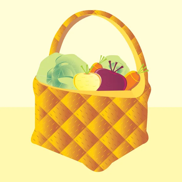 Panier avec légumes — Image vectorielle