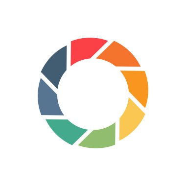 Çember, soyut teknoloji logosundaki modern şekiller. Kaleydoskop daire logosu tasarımı. Hisse Vektörü illüstrasyonu beyaz arkaplanda izole edildi.