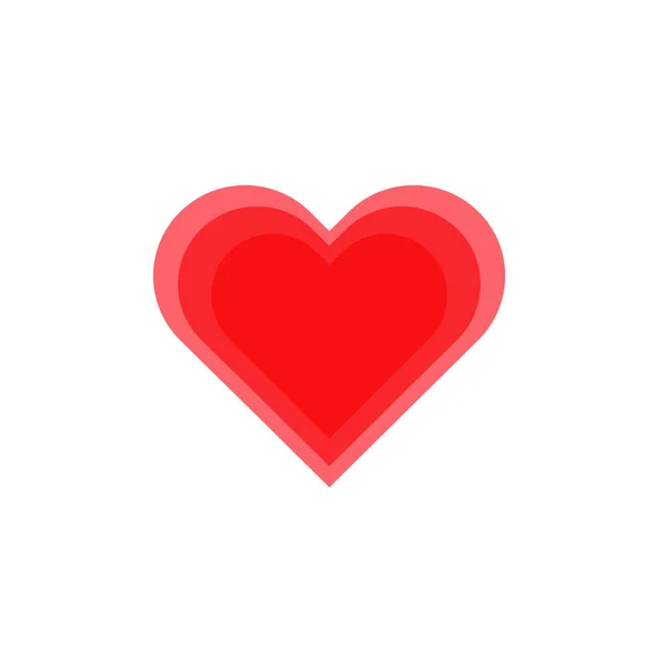 Srdce Symbol Lásky Valentýna Plochá Červená Ikona Izolovaná Bílém Pozadí — Stockový vektor