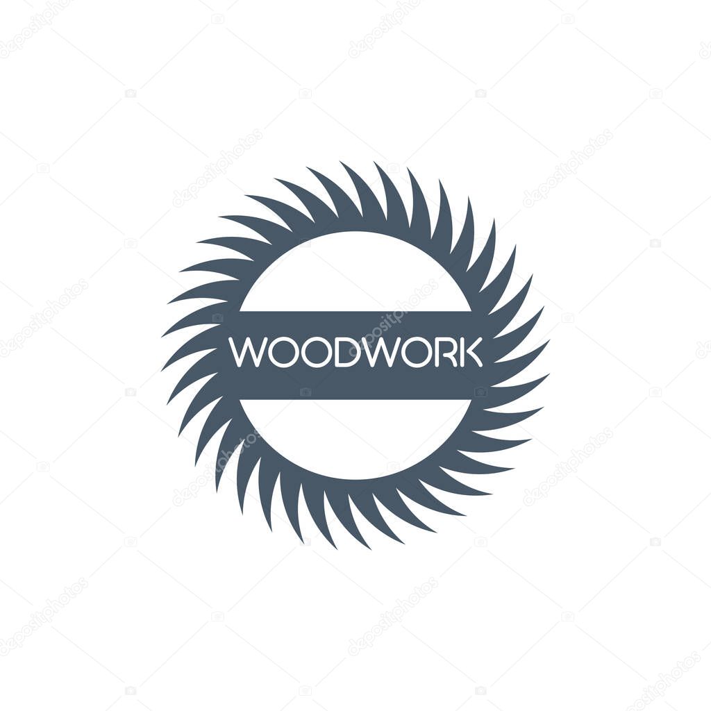 Sawmill icon, woodwork logo design. Stock vector illustration isolated