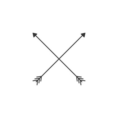 İki çapraz ok. Stok vektör illüstrasyonu beyaz arkaplanda izole edildi