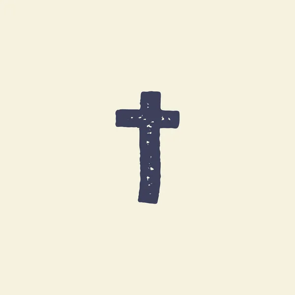 Hand drawn christian cross. grunge cross logo design. Church logo. Stock vector illustration isolated on light background — Stock Vector