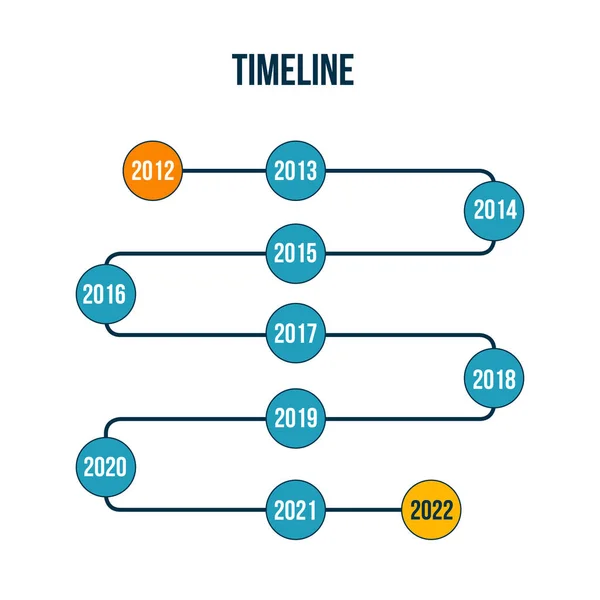 Κάθετη χρονοδιάγραμμα ζιγκ-ζαγκ, ένδειξη έτους. Έννοια του ετήσιου προγράμματος ή χρονοδιαγράμματος. Δημιουργικό πρότυπο infographic design. Εικονογράφηση διανύσματος για την ιστοσελίδα. — Διανυσματικό Αρχείο