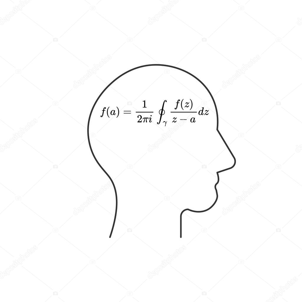 Linear head with Mathematics formula education concept. Stock vector illustration isolated on white background