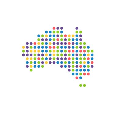 Tasarımınız için Avustralya 'nın benekli polka haritası, Stock vektör çizimi izole edildi