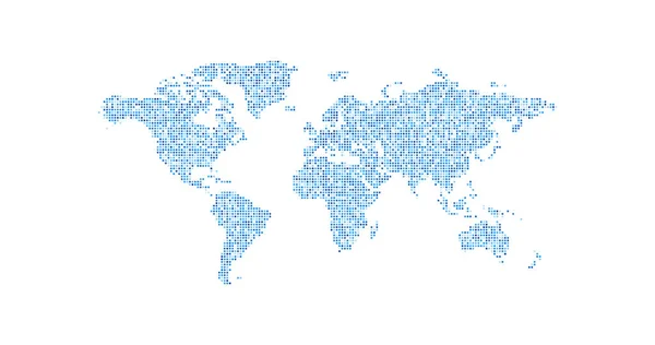 Mappa Del Mondo Punteggiata Colore Blu Illustrazione Vettoriale Dello Stock — Vettoriale Stock