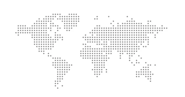 Vector Wereldkaart Template Met Kruisen Grafisch Ontwerp Abstracte Kunst Voor — Stockvector