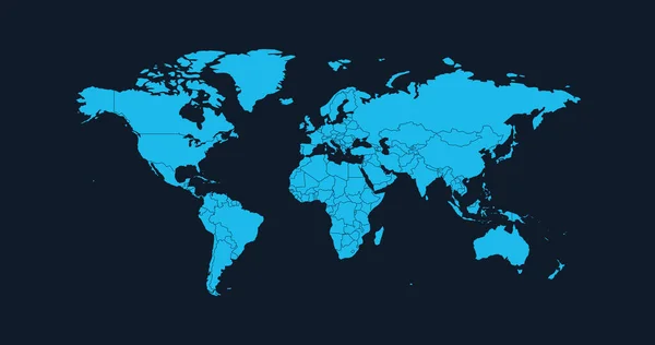 Semplice Mappa Vettoriale Del Mondo Icona Piatta Illustrazione Vettoriale Dello — Vettoriale Stock