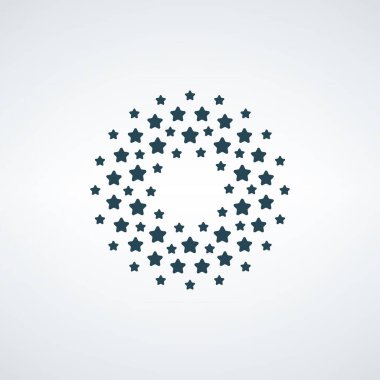 Soyut Dairesel Yarım Tonlu Yıldız Noktaları. Stars Logo Tasarımı. Stok vektör çizimi izole edildi