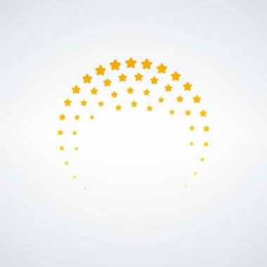 Soyut Dairesel Yarım Tonlu Yıldız Noktaları. Stars Logo Tasarımı. Stok vektör çizimi izole edildi