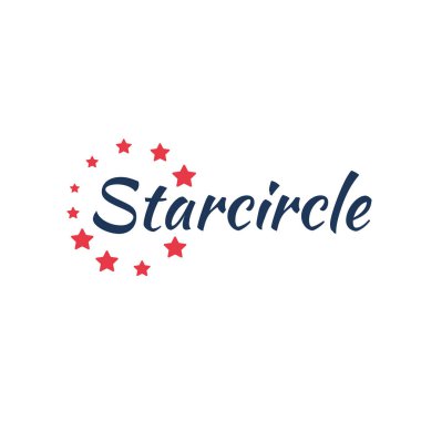 Soyut Dairesel Yarım Tonlu Yıldız Noktaları. Stars Logo Tasarımı. Stok vektör çizimi izole edildi
