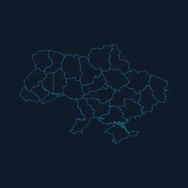 Lineare Ukrainische Landkarte Mit Regionen Konzept Von Land Bildung Reise — Stockvektor