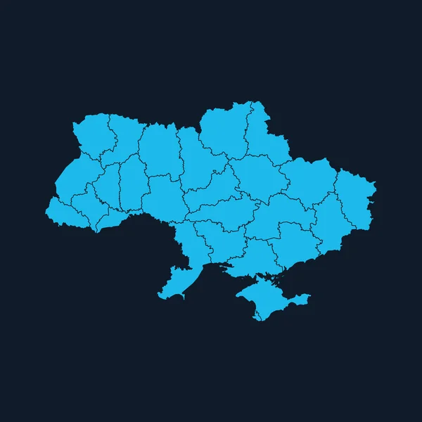 Mapa Ucraniano Azul Com Regiões Conceito Terra Educação Viagem Cartografia Gráficos De Vetores