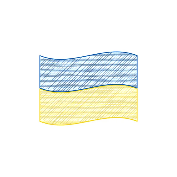 Minimalist hand drawn lines Ukrainian Flag. Stock vector illustration isolated on white background. — Stock Vector