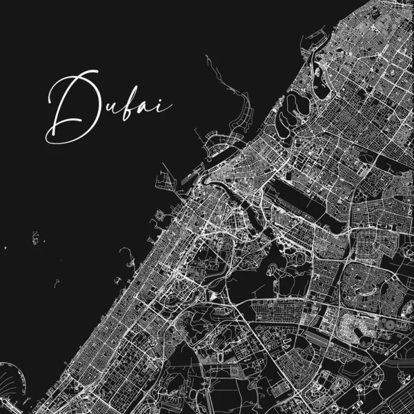 迪拜航向图迪拜市行政区划的详细矢量图 城市景观海报都市地图集 — 图库矢量图片