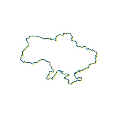 Mavi ve sarı Ukrayna haritası ulusal renklerde. Minimalist tasarım. Stok vektör çizimi izole edildi
