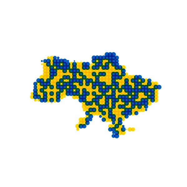 Oekraïense Kaart Gemaakt Van Overlappende Blauwe Gele Cirkels Ontwerpelement Voorraadvectorillustratie — Stockvector