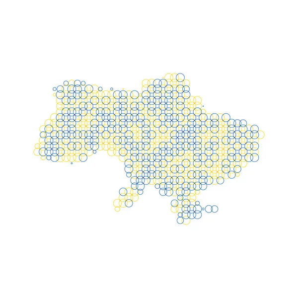 Oekraïense Kaart Gemaakt Van Overlappende Blauwe Gele Cirkels Ontwerpelement Voorraadvectorillustratie — Stockvector