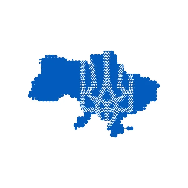 Oekraïne Kaart Met Halftone Wapen Vector Silhouet Illustratie Geïsoleerd Witte — Stockvector