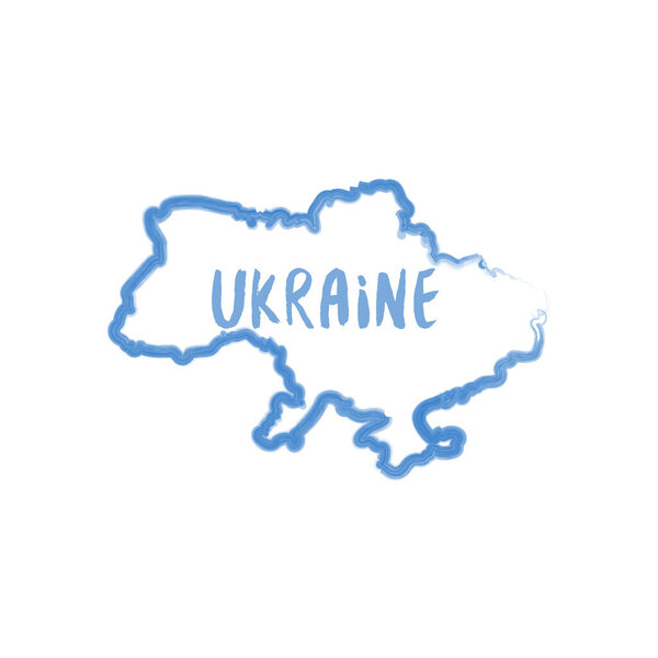 Decorative contour of Ukrainian map in Minimalistic design. Stock vector illustration isolated