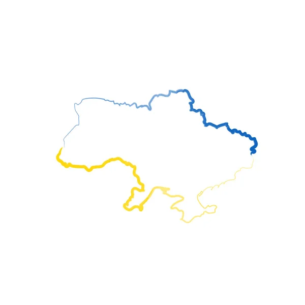 Bleu Jaune Contour Carte Ukrainienne Couleurs Nationales Design Minimaliste Illustration Graphismes Vectoriels