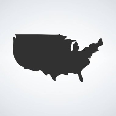Amerika 'nın siyah renkli haritası. Amerikan Ülkesi vektör sembolü. Stok vektör illüstrasyonu beyaz arkaplanda izole edildi.