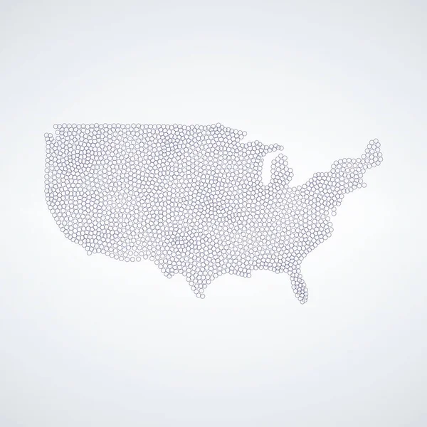 Χάρτης των ΗΠΑ φτιαγμένος από φυσαλίδες. Χάρτης Αμερικής. Εικονογράφηση διανύσματος αποθέματος απομονωμένη σε λευκό φόντο. — Διανυσματικό Αρχείο