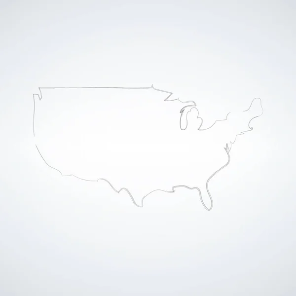 Linea sottile nera disegnata a mano icona USA, concetto di contorno America. Illustrazione vettoriale stock isolato su sfondo bianco. — Vettoriale Stock