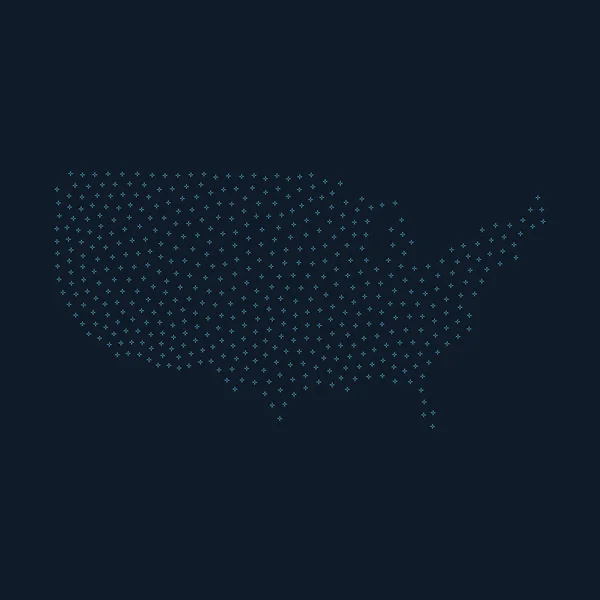 Mapa dos Estados Unidos da América a partir de cruzes futuristas. Ilustração do vetor de estoque isolado no fundo branco. — Vetor de Stock