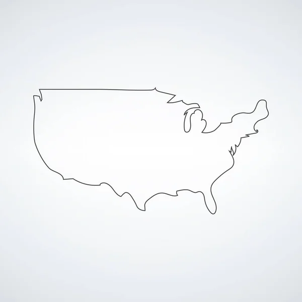 Μαύρο λεπτό χέρι ζωγραφισμένο γραμμή ΗΠΑ εικονίδιο, έννοια της Αμερικής περίγραμμα. Εικονογράφηση διανύσματος αποθέματος απομονωμένη σε λευκό φόντο. — Διανυσματικό Αρχείο