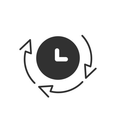 Okları olan saat çizelgesi simgesi. Alarm Saat sembolü, kronometre kronometre kronometre kronometre simgesi logosu, uygulama, UI. Stok vektör illüstrasyonu beyaz arkaplanda izole edildi.